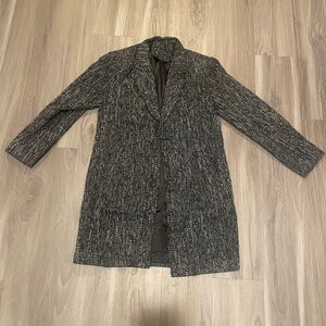 New Men’s Italian Tweed PeaCoat - Black/White - Size L